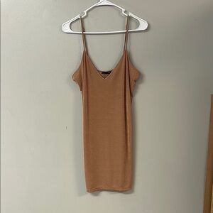 Zara Tan Camisole Mini Dress with Fitted Style